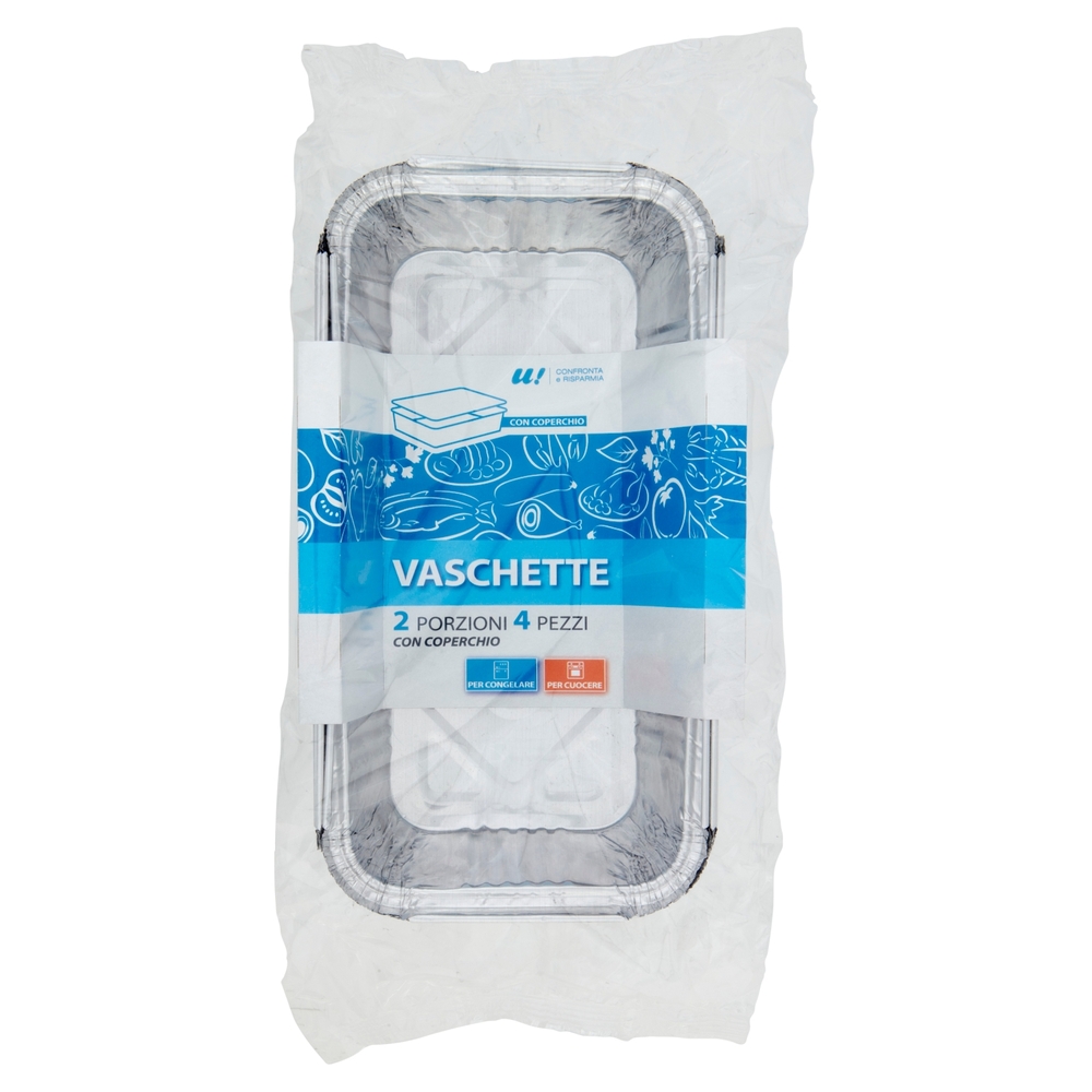 4 Vaschette 2 Porzioni con Coperchio U! Confronta e Risparmia